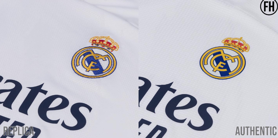 replica vs authentiek Real Madrid thuisshirt