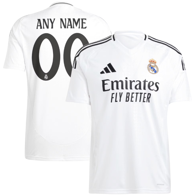 Real Madrid shirt met eigen naam en nummer bedrukking, wit thuisshirt met gepersonaliseerde print