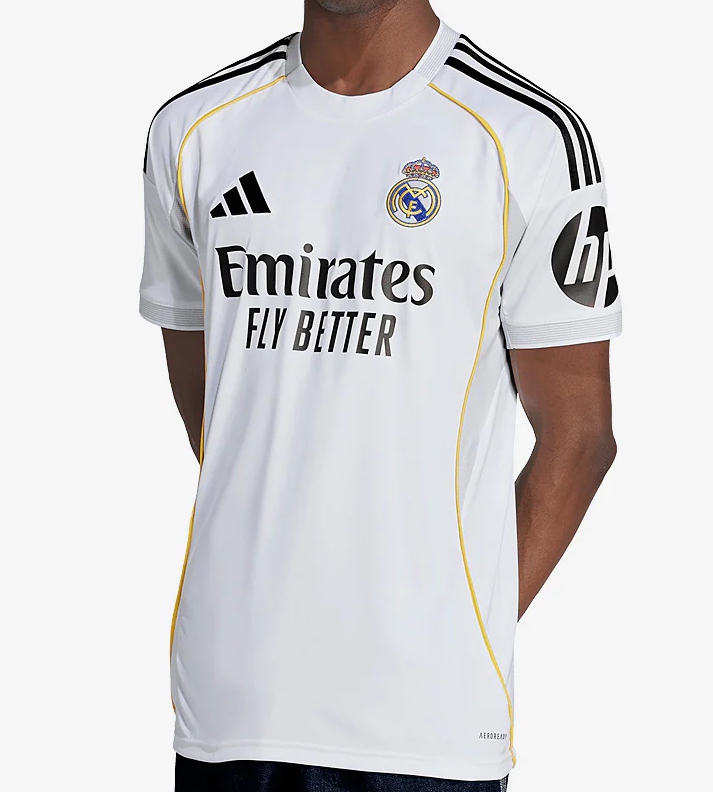 Replica Real Madrid shirt 2025/2026 met AEROREADY-technologie en geborduurd clublogo